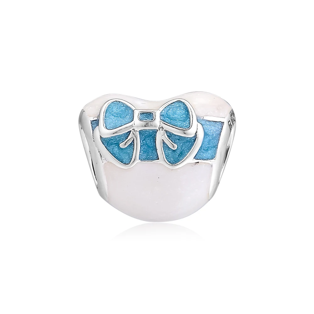 

White Day Love Charm Berloque 925 Sterling Silver Enamel Heart Beads for Jewelry Making Fits Original Bracelets DIY Jewellery