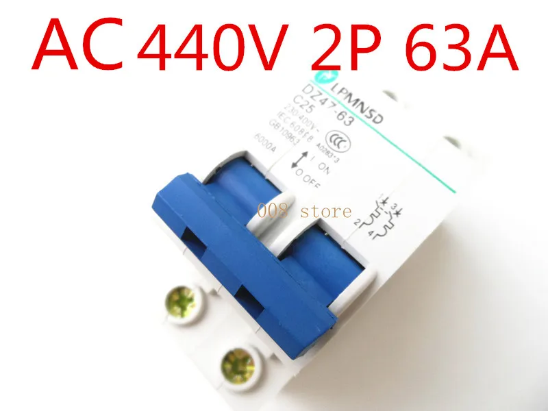 2P 63A AC 440V автоматический выключатель MCB C кривой|circuit breaker mcb|circuit breaker63a 2p |