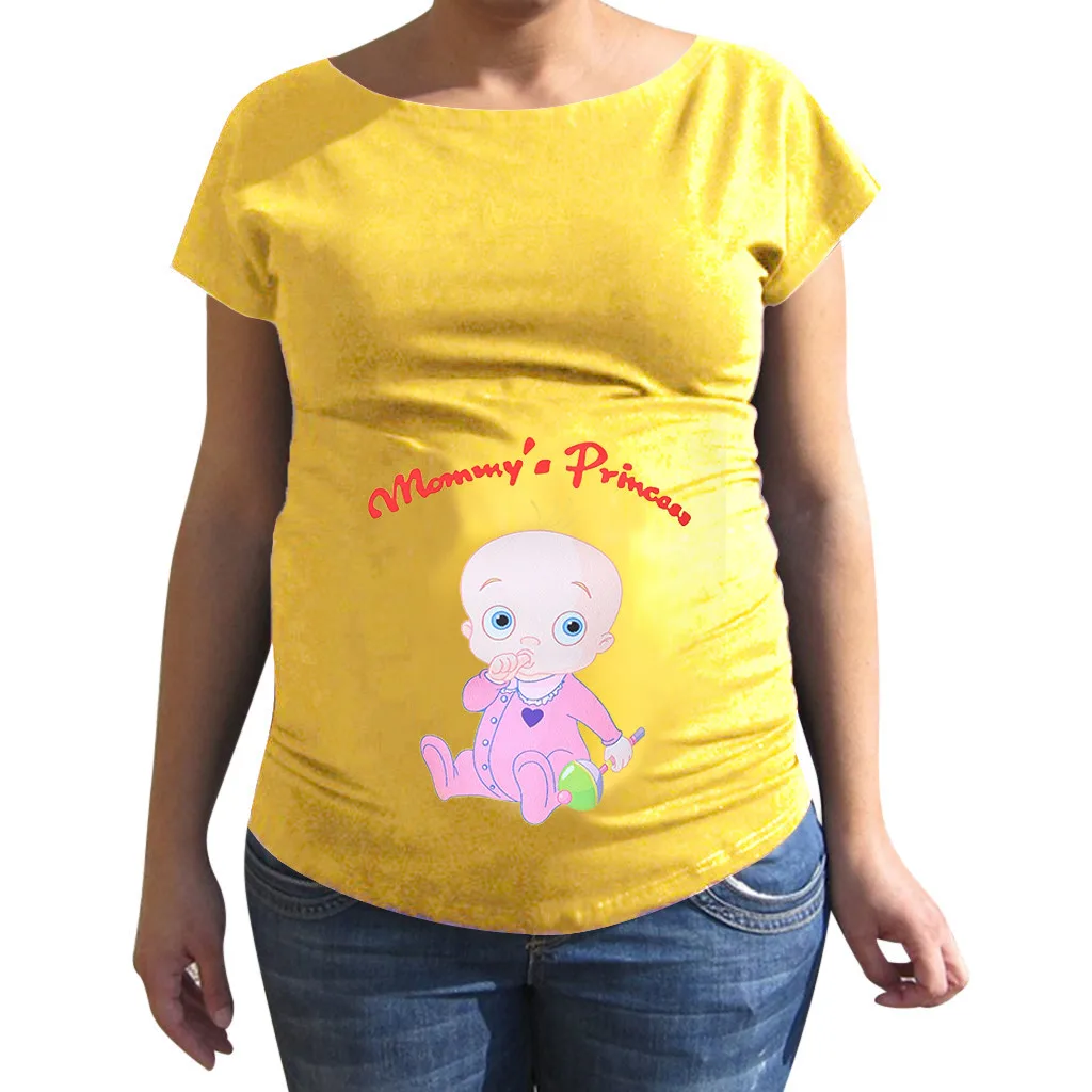 MUQGEW pregnant clothes nursing top Maternity Cute Letter Print Multicolor O-Neck Short Sleeve T-shirt Pregnant Tops hamile