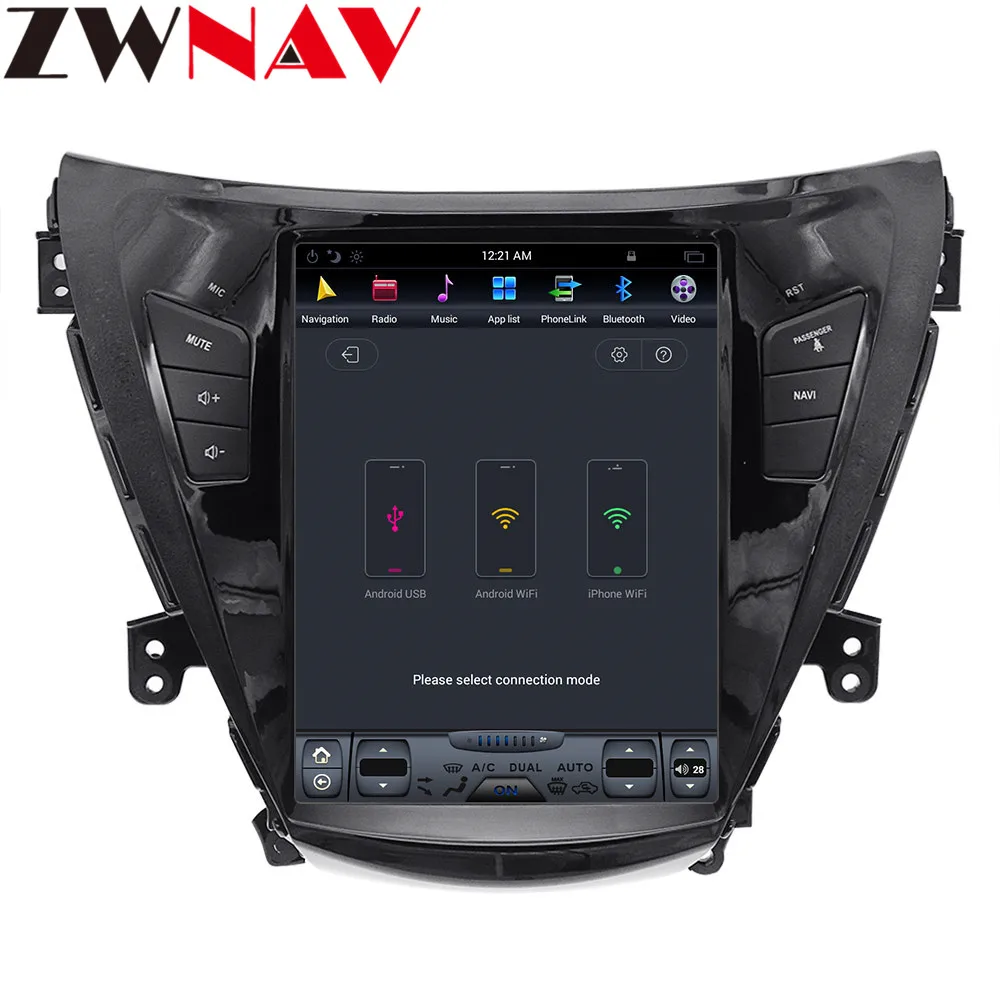 Top Android 7.1 Tesla Screen 10.4" Car Stereo For Hyundai Elantra 2011-2013 Auto Radio GPS Navigation Multimedia Headunit 2