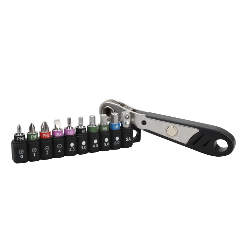 

16PC/lot Multi-Specification Combination Mini Ratchet Socket Wrench Rianbow Aluminum Ring Bit Set Multi-purpose