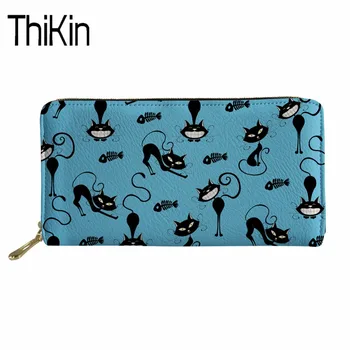 

THIKIN Fashion Wallet Cat Purse for Women Long Travel Purses& Wallets Ladies Slim Wallets Cartoon Animal Coin Purses Holders New