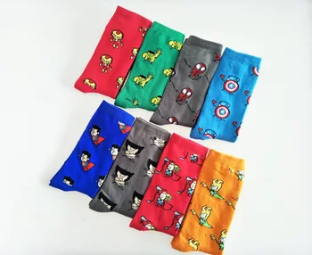 

Hot Sale Novelty Fashion Cartoon Pattern Superman Men's Causal Crew Wedding Socks Funny Cool Skateboard Socks For Gifts