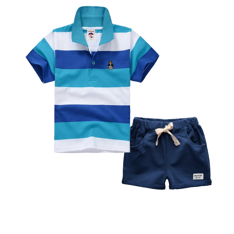 High Quality Kids Boys Clothes Set Casual Children's Set Soft Cotton Baby Boy Summer Set Polo