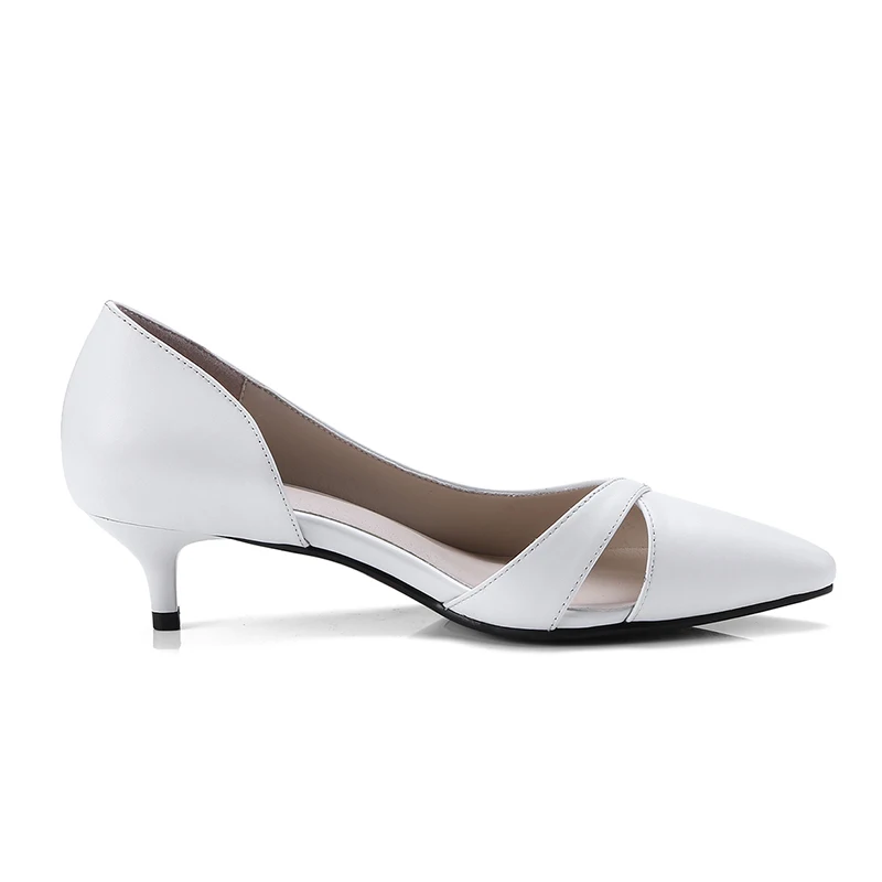 Bureau Cuir Minces Peu En Chaussures Pompes 2018 Dames De Med Profonde Bout Printemps gris Mode Pointu Talons Isnom blanc Véritable Femmes Nouveau Noir vwd7vq