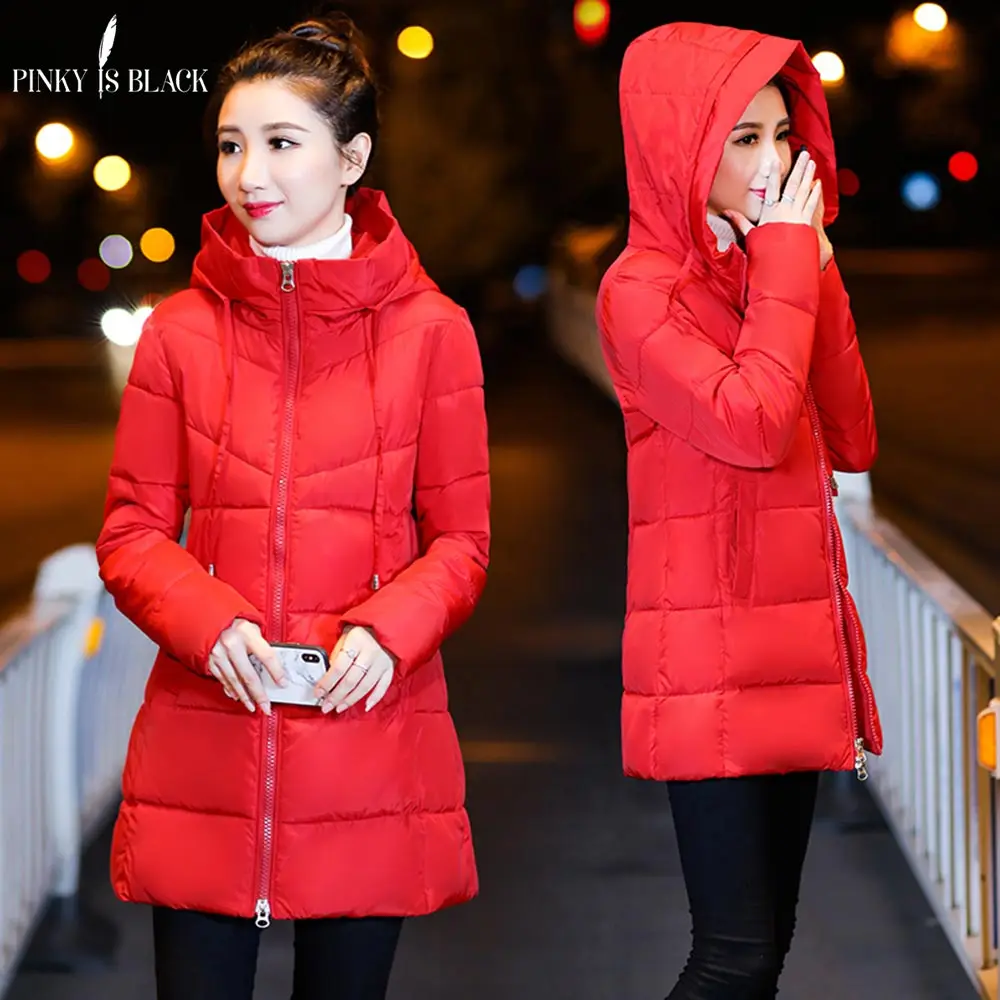 

PinkyIsBlack Winter Jacket Women Coats Hooded Female Long Parkas Thicken Hooded Down Cotton Padded Lining Winter Coat Women 2018