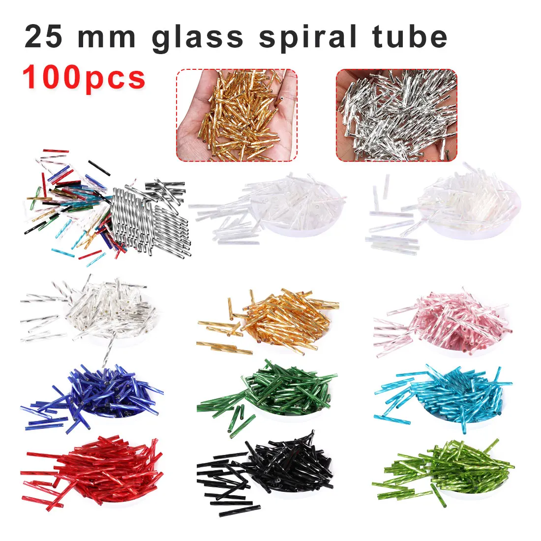 

Czech Glass Making Women Diy Garment Sewing Accessories 2.5mm*25mm Twist Bugles 0/8 Glass Tube Seed Beads For Jewelry