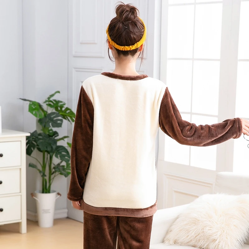Большие размеры 5XL пижама с героями мультфильмов пары Толстая теплая Фланелевая