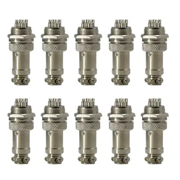 

SHGO-4 Pin Metal Male Female Panel Connector 16mm GX16-4 Silver Aviation Plug of 10 pcs