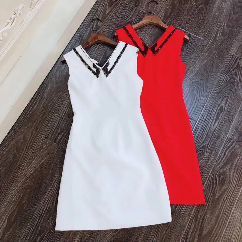 

High quality New Fashion Women 2019 Spring Dress Luxury famous Brand European Design party style dress WD04153