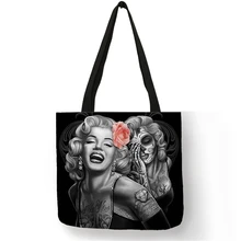 Популярная стильная женская сумка на плечо Монро татуировка в виде черепа эко тканевая сумка леди девушка случайные покупки многофункциональные сумки