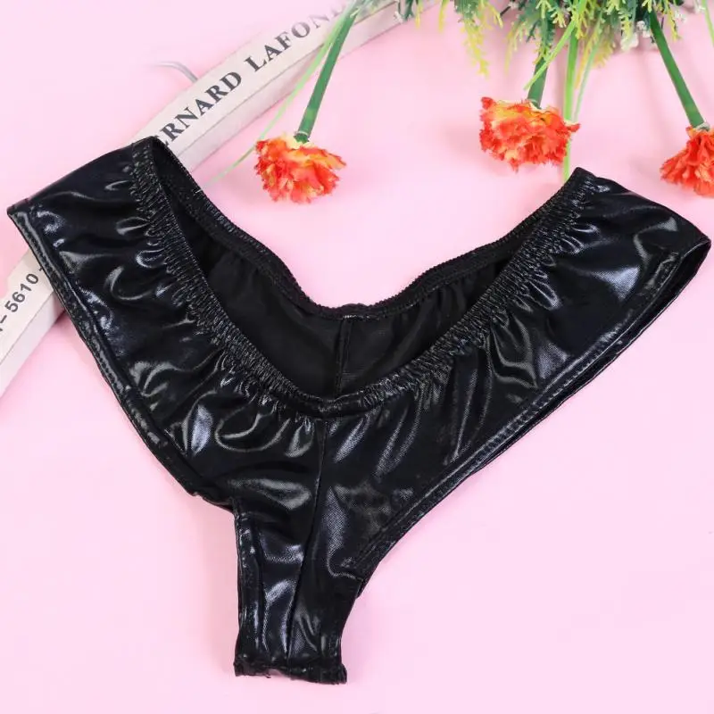 1pc Women's Sexy Faux Leather Underpant Shorts Low...