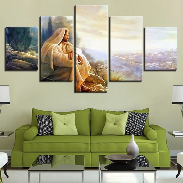 Modern Canvas Home Decor Paintings Wall Art 5 Pieces Jesus Christ ...