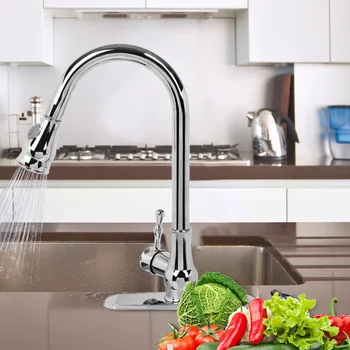 

Silver Robinet Bronze Pull-Out Spout Kitchen Sink Faucet Single Handle Cold and Hot Tap Dispense Kitchen Faucet