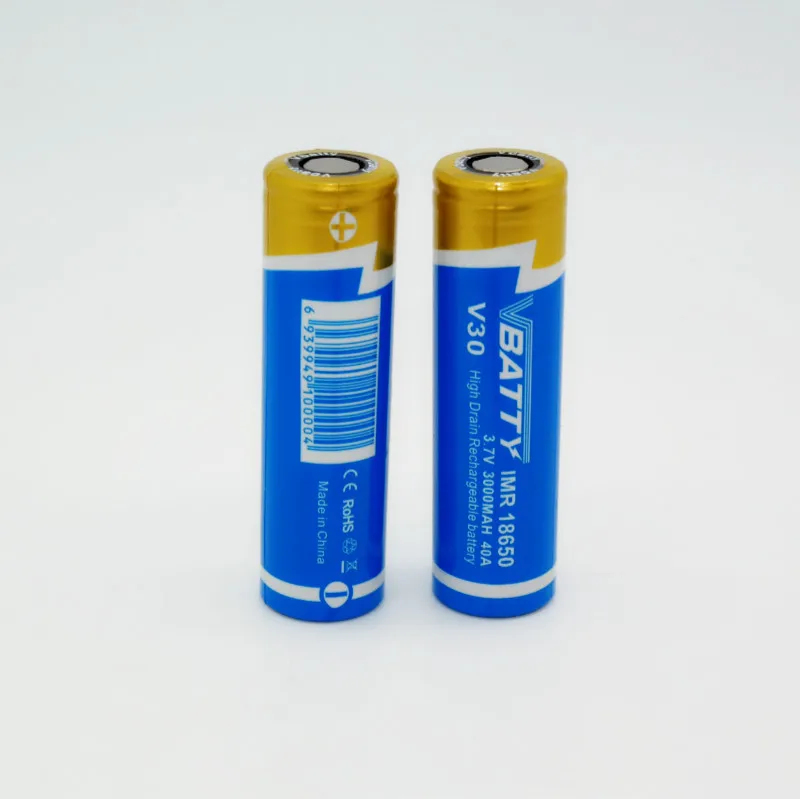 Vbatty IMR 18650 3000mah 40A V30 3,7 V батарея высокого стока перезаряжаемая IMR батарея PK LG HG2 18650 3000mah 20A 3,7 V батарея(1 шт