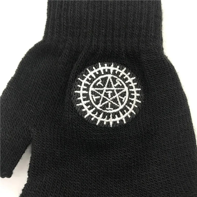 Трендовые вязаные перчатки унисекс без пальцев аниме черные Butler Ciel Contract Pentacle