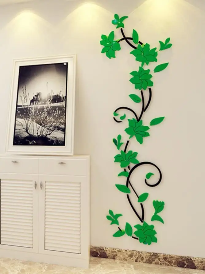 3D ваза Цветочное дерево DIY Съемные художественные виниловые наклейки на стену Наклейка Фреска домашний декор для спальни ТВ фоновое украшение - Цвет: Green