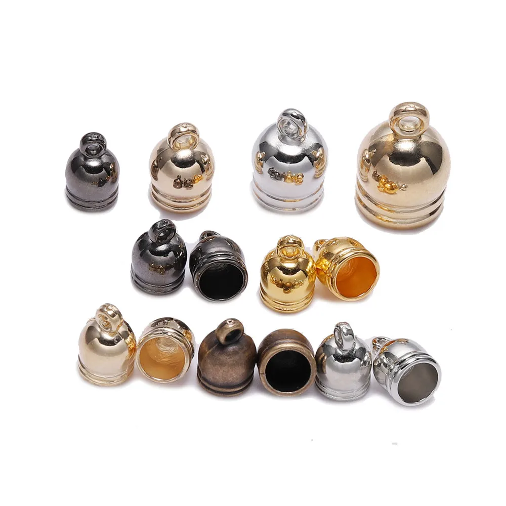

100Pcs/lot End Tip Tassel Caps Beads Necklace Round Leather Cord Crimps end Caps Fastener For DIY Jewelry Making Finding