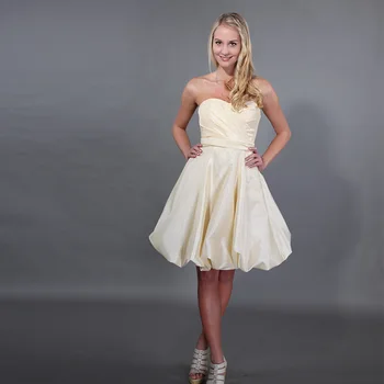

2019 New Formal Dresses Above Knee Homecoming Dresses Simple Light Yellow Taffeta Cheapest Short Cocktail Party Dresses Custom