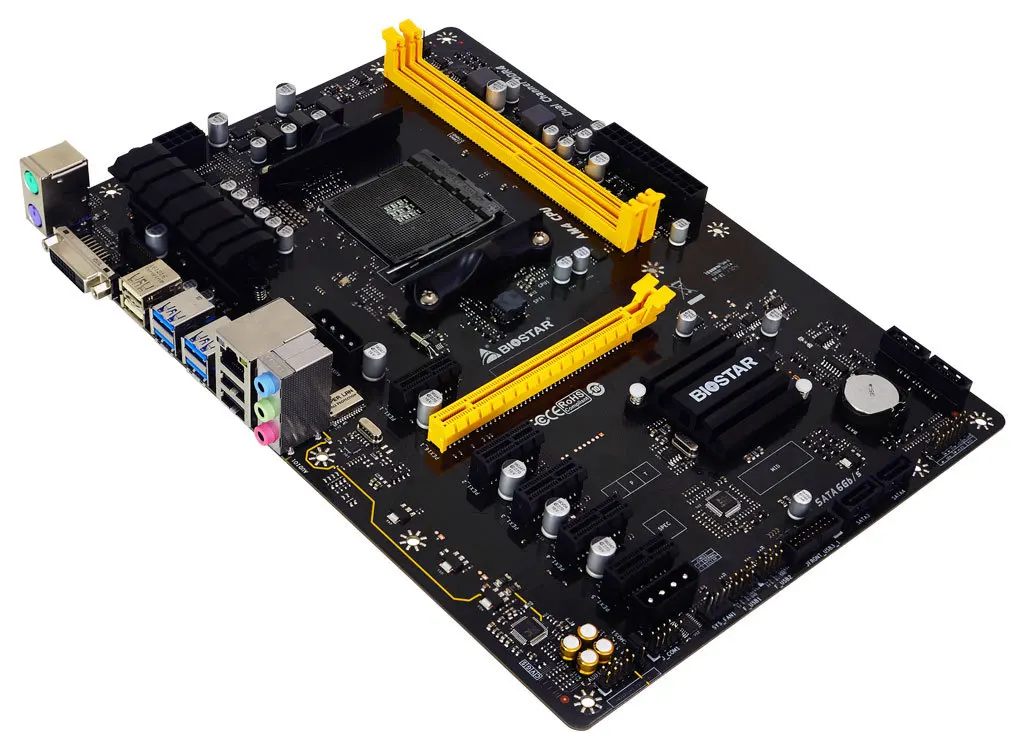 Оригинальная плата BIOSTAR TB350-BTC AM4 B350 копать Майнинг материнская плата поддерживает 6 видеокарт A6-9500 графическим слотом 6PCI-E