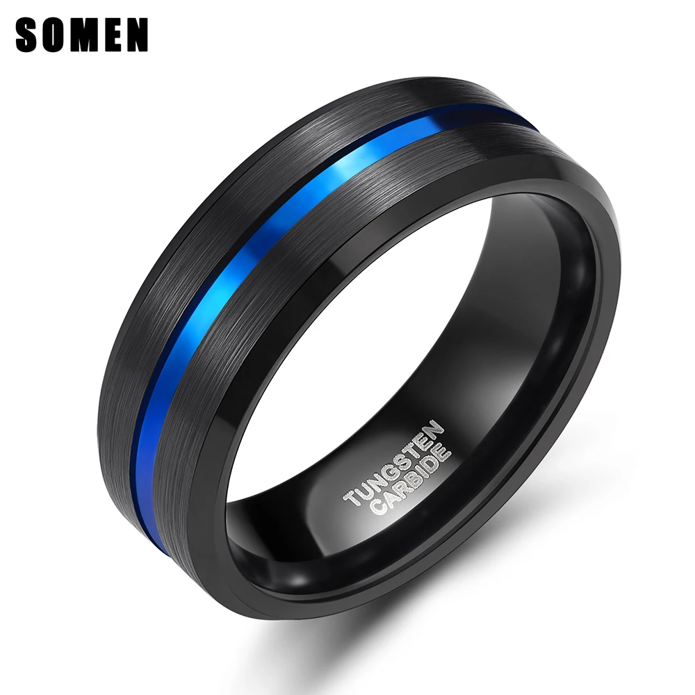 

2016 Pure Black Tungsten Carbide Ring Engagement Wedding Band Women Men Jewelry