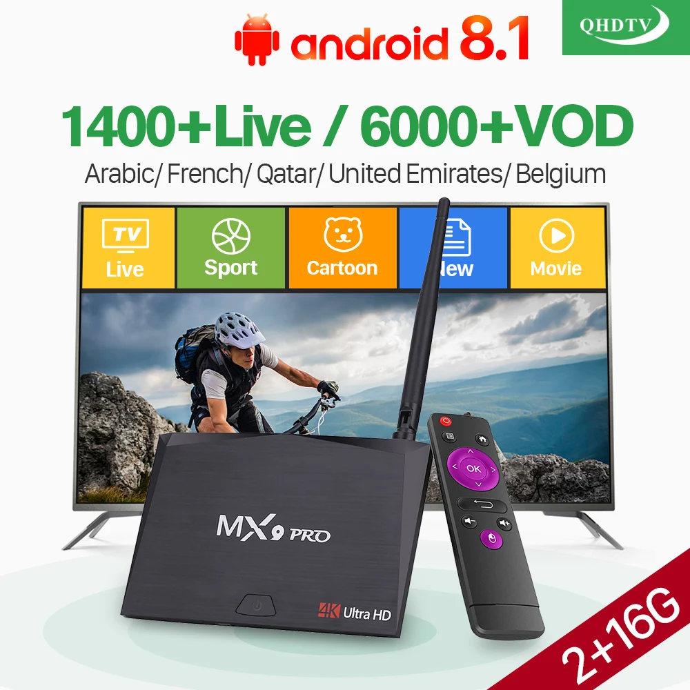 

1 Year QHDTV IPTV Subscription MX9 Pro IP TV Box French Arabic IPTV RK3328 Android Box Belgium Qatar QHDTV IPTV France Italian