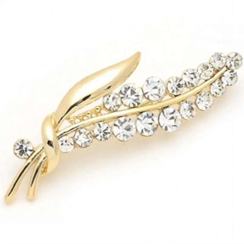 

Korean Fashion New Female Crystal Bouquet Temperament Imitation Rhinestone Leaf Alloy Western Assembly Brooch