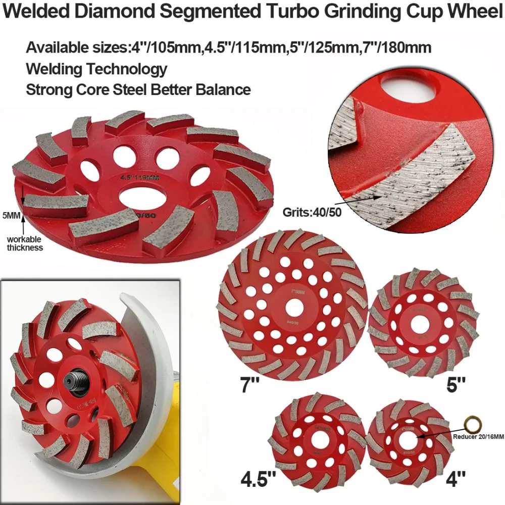180mm Diamond Grinding Cup wheel for construction material, 7 inch Grinding disc, Segmented turbo type
