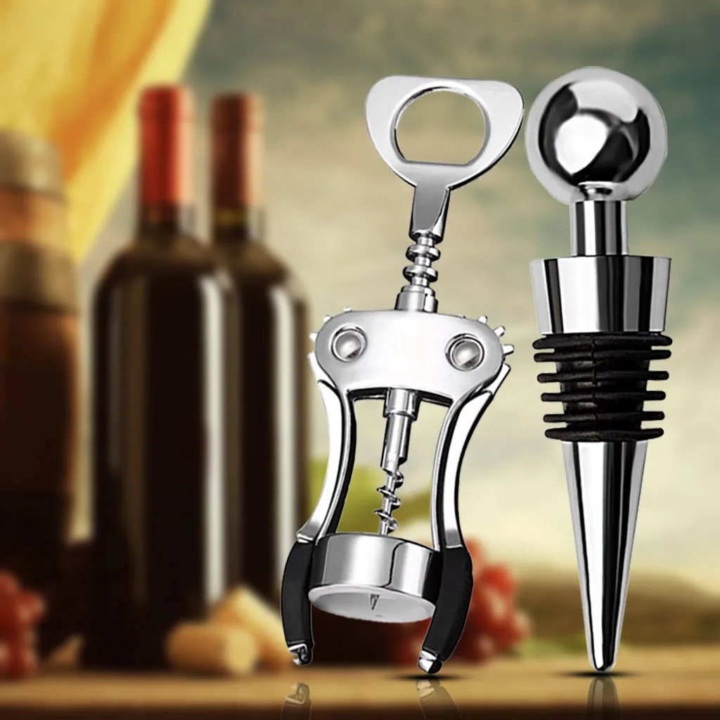 

Luxury Corkscrew and Wine Stopper Suit Wine Tool Kit For Women Lever Cork Portable Stainless Steel Waiter Handle Bottle Openers