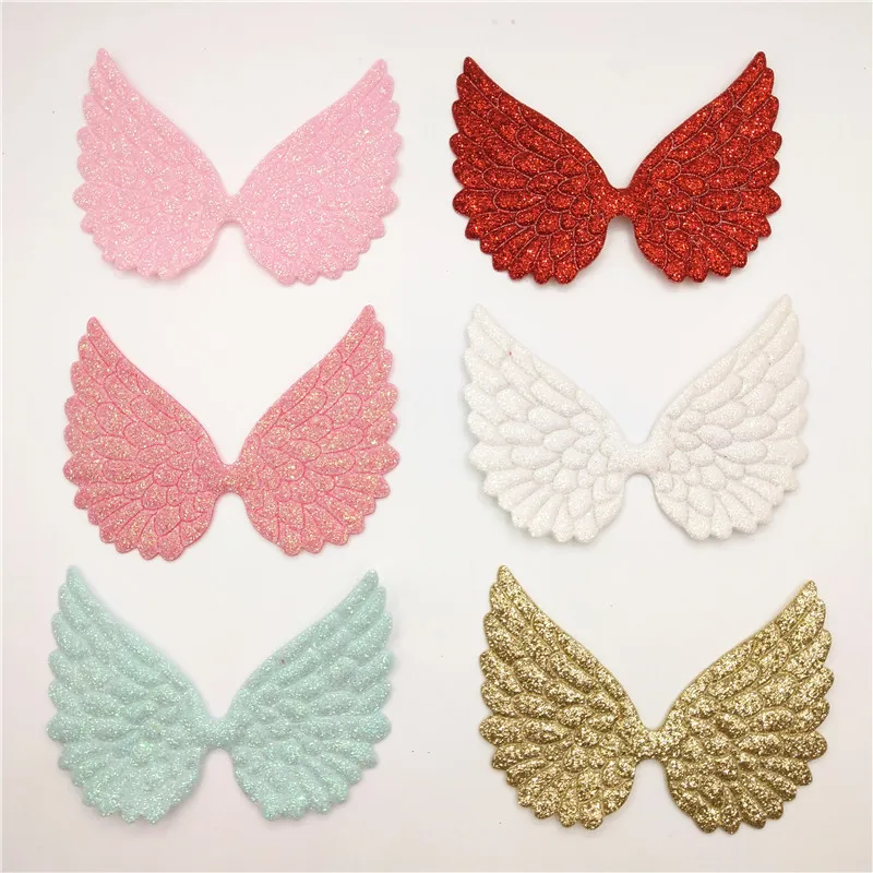 

Big Size 30PCS 8.5x6cm Shiny Angel Wing Padded Applique Crafts for Children Hair Accessories Decoration