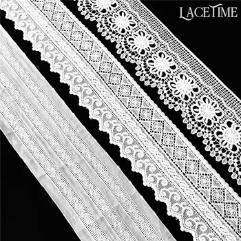 

5 Yards Crochet Cotton Lace Trim In Ivory White Hollowed Out DIY Handmade Flower Chemical Lace For Costume Design
