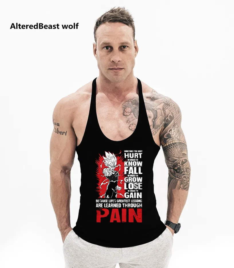 

Men Tank Tops Dragon Ball Print Fitness Tank Tops Bodybuilding Men Stringer Sleeveless vest Shirt Muscle Cotton Tank Top for Men