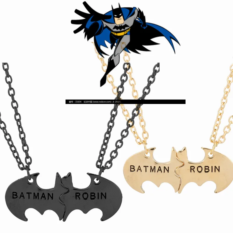 

Movie Personaliozed Necklace Letter Batman Robin Best Friends Necklace Friendship Jewelry Double Chain Collier