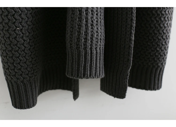 Grey À Mode Femme Manches De Dark Longues Capuche Poche Tricoté Cardigan eam 2019 Printemps Pull Fendue Nouveau Lâche Bl814 Décontracté Commune YBnqRxC