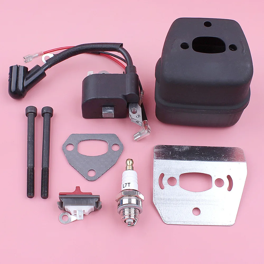 Ignition Coil Exhaust Muffler For Husqvarna 136 137 141 36 41 Bolt Gasket Cooling Plate Stop Switch Chainsaw Replace Part | Инструменты