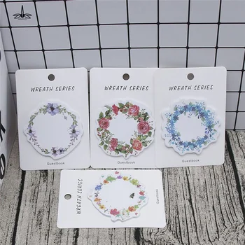 

26 Sheets Novelty Romantic Beautiful Garland Self-Adhesive Memo Pad Sticky Notes Bookmark School Office Supply