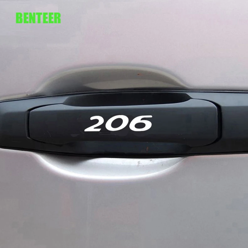 4 шт. наклейки на дверные ручки автомобиля для Peugeot 206 208 307 308 2008 3008 106 108 306