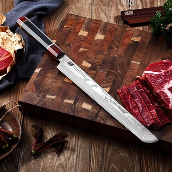 

FINDKING 11 inch Sakimaru Knife Octagonal Ebony Wood Handle SKD11 Damascus Steel 67 layers Damascus Kitchen Chef Knife
