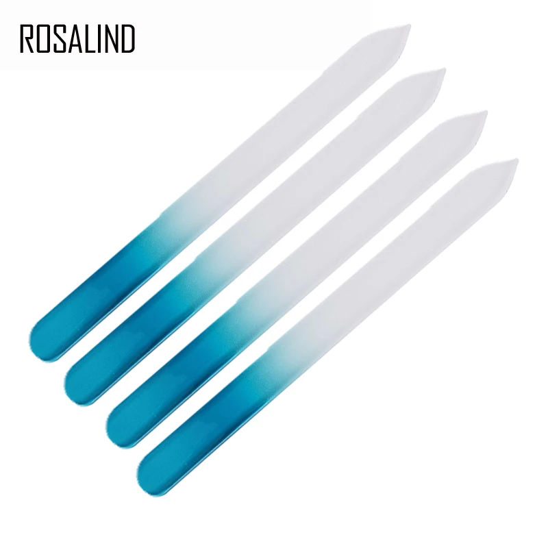 

ROSALIND 4pcs/Lot BLUE Nail Files Durable Crystal Glass File Buffer Manicure Device Nail Art Decorations Tool