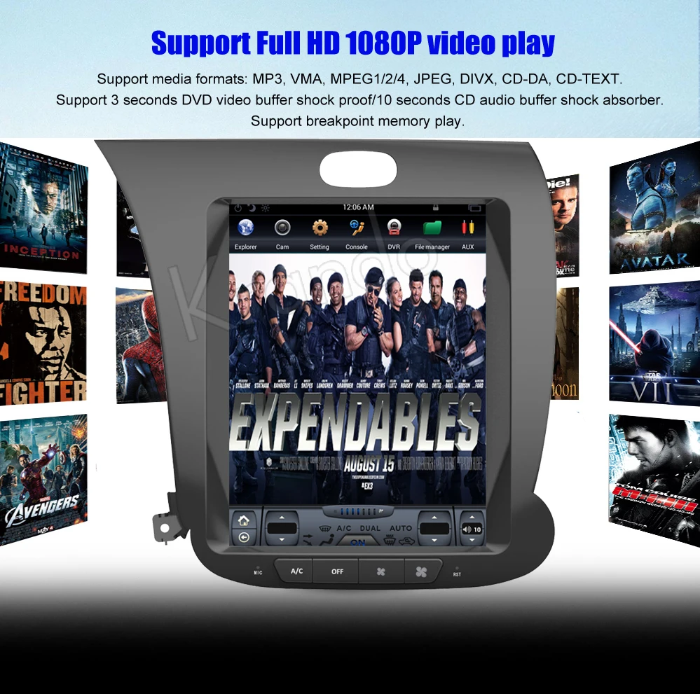 Excellent Krando Android 8.1 10.4" Tesla Vertical touch screen car dvd audio radio multimedia system for Kia K3 gps navigation player 5