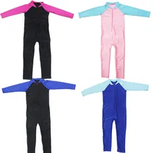 Kids One Piece Swimsuit Girl Boy Long Sleeve Swimwear Dive Suit Jumpsuit Rash Guard Submersible Suit Quick-dry Diving Clothes