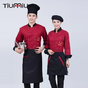 

Unisex Spliced Color Chef Uniforms Work Wear Jackets Long Sleeve Men Chinese Restaurant Kitchen Uniforms Food Service Tops Coats