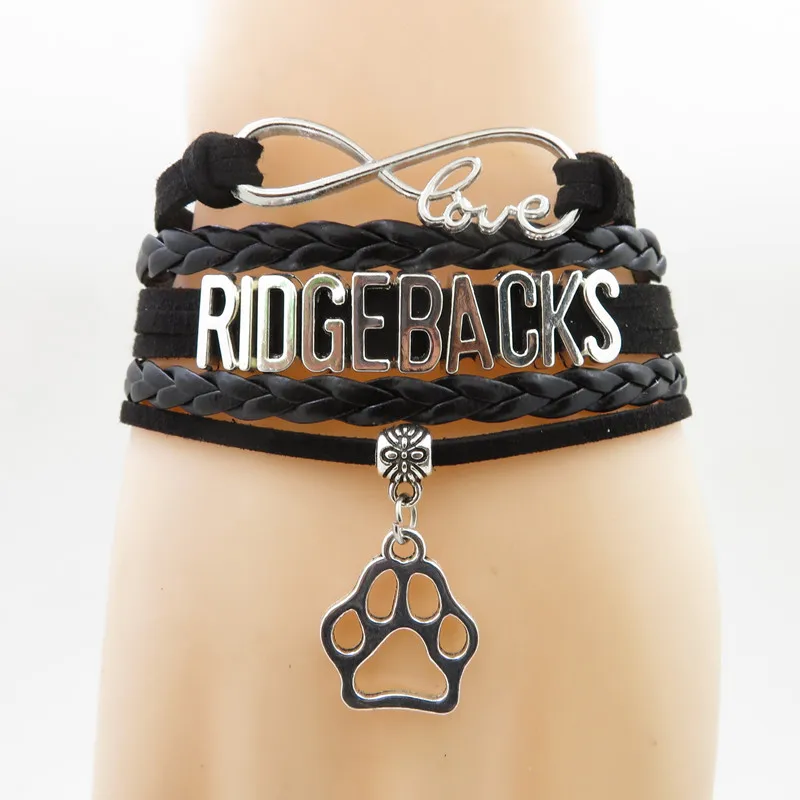

fashion love ridgebacks bracelet dog paw charm ridgebacks dog brown pink leather bracelets & bangles for women and man jewelry