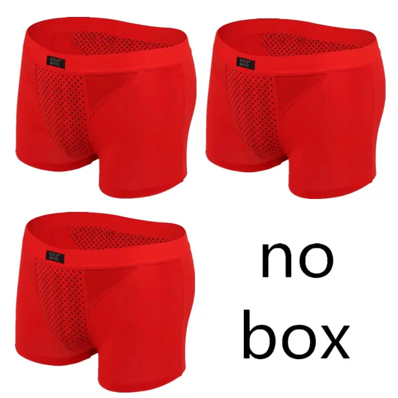 Мощные магнитные терапевтические Боксеры Шорты магнитные Боксеры мужские нижнее белье для здоровья мужские качественные хлопковые трусы бренд плюс размер - Цвет: 3 Red
