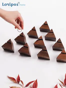 

Black Walnut Solid Wood Ring Display Stand Small Ring Display Props Jewelry Rack Wooden Finger Ring Bracket Block Wooden Stand