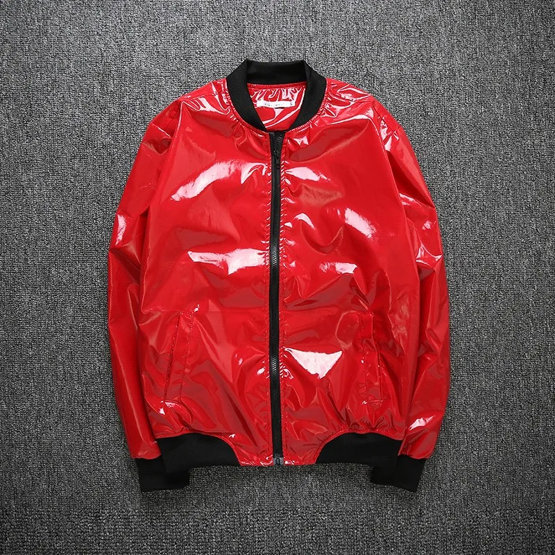 

Mens stand collar coats glossy slim fit jacket nightclub Shiny Fashion preppy waterproof windproof c98