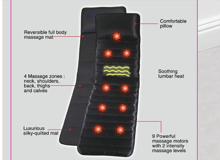 Монитор здоровья массажер акупунктурный коврик 9 вибрирующих моторов для всего тела с дальним инфракрасным нагревом массажная подушка сиденье матрас