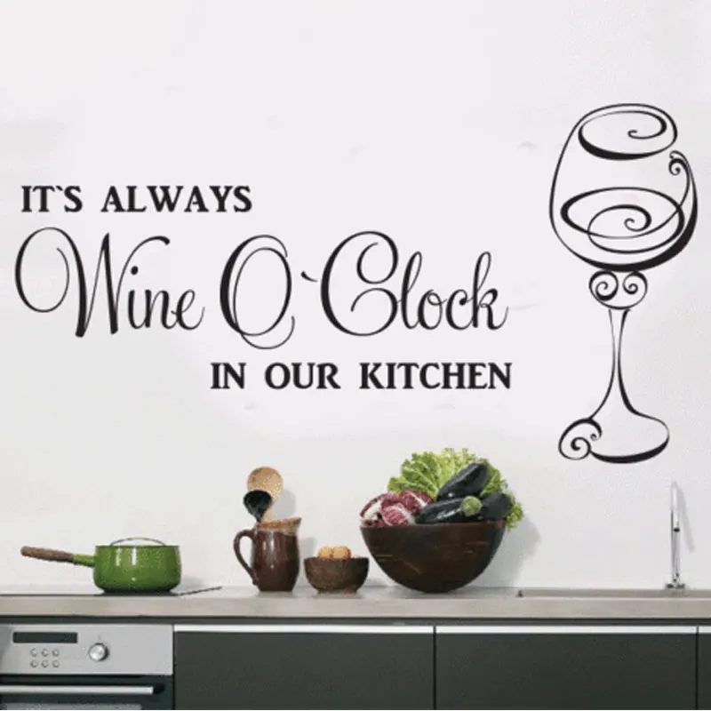 Creative Home Decor Art Quotes Wine Glasses kitchen Wall Stickers Vinyl