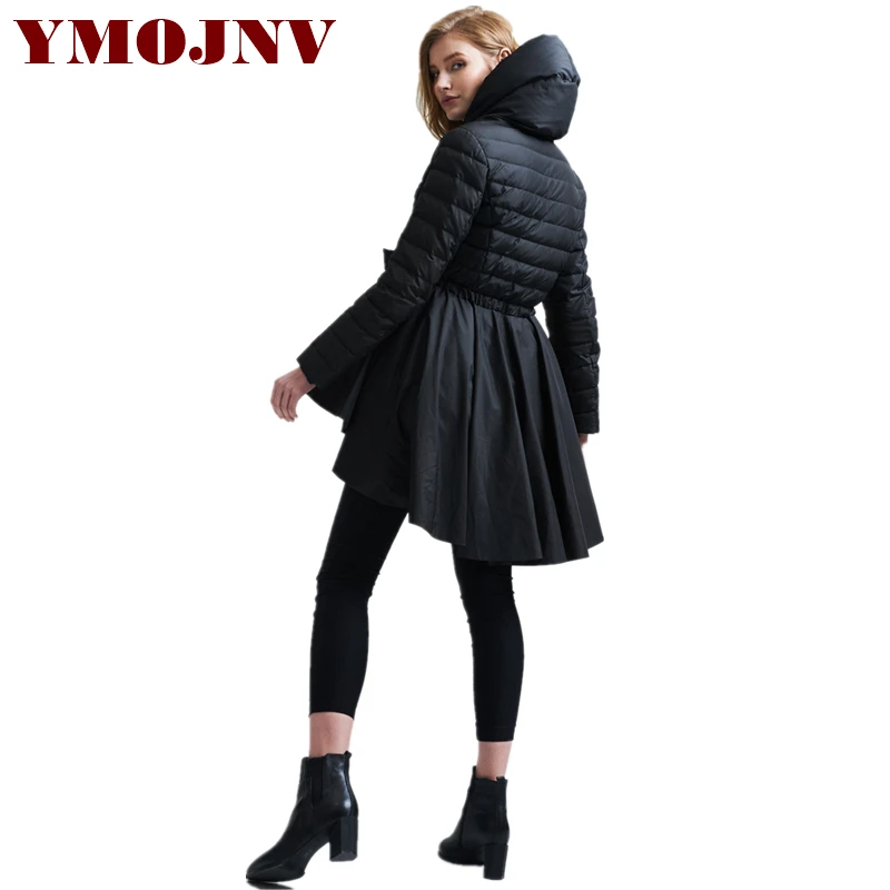 YMOJNV 2019 зимние женские пуховики с капюшоном 90% белый утиный пух