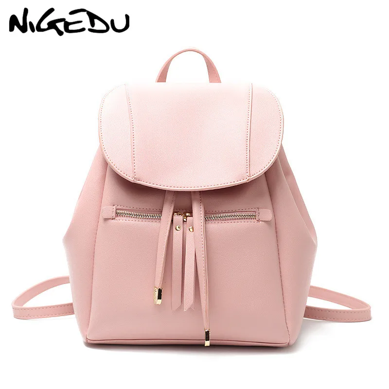 

Preppy style Women Backpack anti theft backpack for travelling School Bag For Teenage Girls PU Leather Drawstring Daypack Black